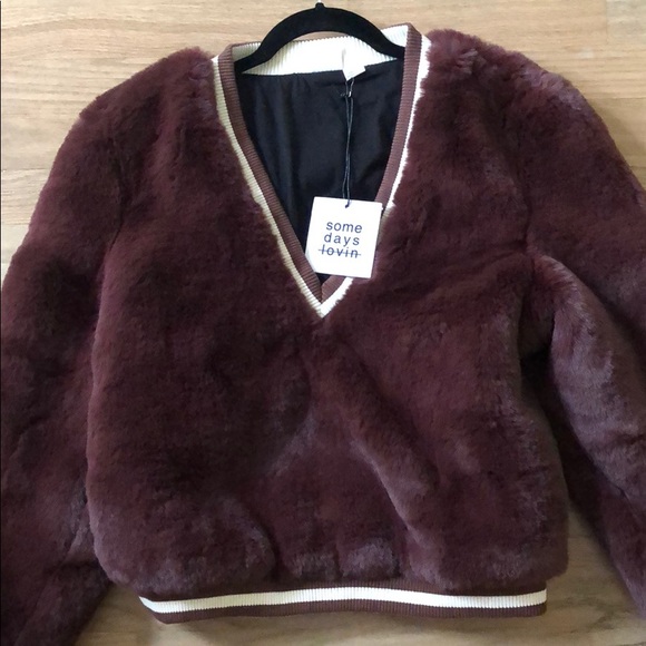 NWT Somedays Lovin Heavy Hearts Fur Sweater M - Picture 6 of 6